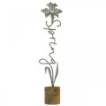 Suporte de flor de madeira decorativo de metal letras Primavera 6x9,5x39,5cm