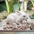 Floristik24 Deco figura coelho cinza, decoração de primavera, coelhinho da páscoa sentado flocado 3 peças