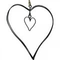 Floristik24 Coração decorativo para pendurar coração de metal preto 10,5cm 6uds