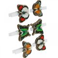 Floristik24 Borboleta de clipe decorativo, decoração de presente, primavera, borboletas feitas de madeira 6 unidades