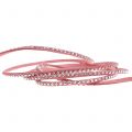 Floristik24 Cordão decorativo de couro cordão rosa com rebites 3mm 15m