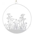 Floristik24 Anel decorativo flor decorativa de metal branco prado decoração primavera Ø22cm