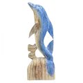 Floristik24 Figura de golfinho decoração marítima em madeira esculpida à mão azul Alt.59cm