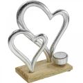 Floristik24 Suporte de luz para chá coração decoração de metal decoração de mesa madeira 22cm