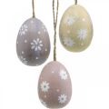 Floristik24 Ovos de páscoa com decoração de flores para pendurar ovo de madeira classificado 7cm 3pcs