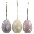 Floristik24 Ovos de páscoa com decoração de flores para pendurar ovo de madeira classificado 7cm 3pcs