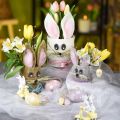 Floristik24 Mini ovos de Páscoa, ovos de madeira com flores, decoração de Páscoa roxo, rosa, amarelo H3.5cm 6pcs