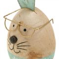 Floristik24 Coelhinho da Páscoa com óculos figura decorativa ovo de madeira Ø5cm H13.5cm 3pcs