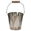 Floristik24 Balde decorativo com pinheiros e alça de madeira, 13 cm