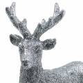 Floristik24 Decoração de Natal em prata de veado / poliresina com brilho 12,5 cm