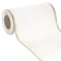 Floristik24 Fita elegante em moiré para guirlanda, 200 mm branca com borda em pérola dourada e acabamento especial, 25 m - Perfeita para decorações e celebrações.