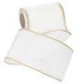 Fita elegante em moiré com borda dourada, ideal para decoração de casamento ou como fita de luto, na cor branca, 150 mm x 25 m. | Floristik24.pt