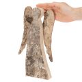 Figura de anjo feita de madeira com casca de bétula, 30 cm | Floristik24.pt