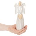 Estatueta de anjo com decoração de coração em branco creme, 23 cm | Floristik24.pt