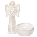 Floristik24 Conjunto de 3 peças com decoração de anjo para tigela, com pequena figura e suporte redondo para vela tealight de 10 cm.