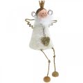 Floristik24 Figura de anjo sentado decoração de natal madeira metal branco alt.12cm