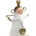 Floristik24 Figura de anjo sentado decoração de natal madeira metal branco alt.12cm