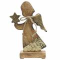 Floristik24 Anjo de madeira com estrela da natureza, madeira de manga dourada Alt.20,5cm