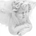 Floristik24 Anjo deitado, decoração de Natal, decoração de anjo com penas, Advento branco H8 / 8,5cm C14 / 12,5cm conjunto de 2