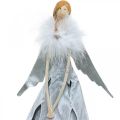 Floristik24 Figura de anjo Deco com boá de penas decoração de metal cinza Natal 38cm