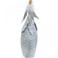 Floristik24 Figura de anjo Deco com boá de penas decoração de metal cinza Natal 38cm