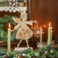 Floristik24 Anjo com dente-de-leão, decoração de metal para o Natal, figura decorativa Advento dourado aspecto antigo Alt.27,5cm