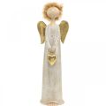 Floristik24 Figura decorativa de anjo com coração de ouro anjo de Natal 11,5 × 7,5 × 37cm