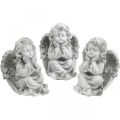 Floristik24 Figura de anjo pequena decoração de túmulo figura de jardim cinza H9cm 3 pcs