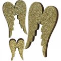 Floristik24 Decoração dispersa, asas de anjo, decoração do advento, asas para decorar dourada, glitter H7 / 5 / 3cm W4.5 / 3.5 / 2cm 18pcs