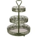 Floristik24 Suporte de servir de metal com três níveis, verde, decoração de pinheiro, redondo, 49 cm