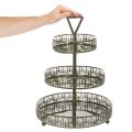 Suporte de servir de metal com três níveis, verde, decoração de pinheiro, redondo, 49 cm | Floristik24.pt