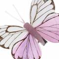 Floristik24 Penas borboleta rosa no clipe 6cm 10 peças