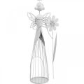 Floristik24 Fada das flores com flor, decoração primaveril, lanterna de metal, fada das flores em metal branco A40.5cm
