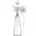 Floristik24 Fada das flores com flor, decoração primaveril, lanterna de metal, fada das flores em metal branco A40.5cm