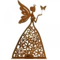 Floristik24 Elfo borboleta, mola de decoração de mesa, suporte de vela, pátina de decoração de metal H32.5cm Ø5cm