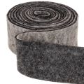 Fita de feltro, alça para panela, 100% lã, cinza/preto, 7,5 cm de largura, 5 m de comprimento | Floristik24.pt