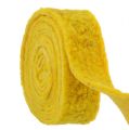 Floristik24 Fita de feltro &quot;Happy&quot; amarela 7,5cm 5m