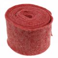 Floristik24 Fita de feltro, fita adesiva, feltro de lã vermelho, manchado de branco 15cm 5m
