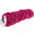 Floristik24 Cordão de feltro com fio de lã de aço para artesanato rosa 20m