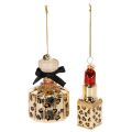 Floristik24 Enfeite de árvore de Natal: frasco de perfume e batom com estampa de leopardo, 11 cm, 2 peças