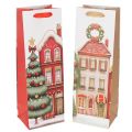 Floristik24 Sacola de presente em formato de garrafa, casinha de Natal e árvore de Natal de 36 cm (2 peças)