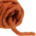 Floristik24 Cordão de feltro, cordão de lã, cordão de feltro, lã de ovelha, juta, laranja, L30m