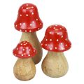 Floristik24 Cogumelos decorativos Fly agaric cogumelos de madeira decoração de outono H6/8/10cm conjunto de 3