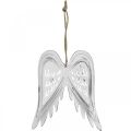 Floristik24 Asas de anjo para pendurar, decoração de Natal, pingentes de metal branco Alt.11.5cm L11cm 3pcs