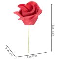 Rosa vermelha artificial com haste, 5 cm, 100 unidades | Floristik24.pt