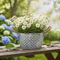 Tigela redonda de zinco com alças de corda Ø25cm A14cm | Floristik24.pt