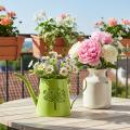 Regador decorativo de metal, com desenho de dente-de-leão, verde, 12 cm de altura, conjunto de 2 peças, vaso decorativo, estilo shabby chic | Floristik24.pt