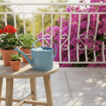 Regador decorativo para flores em metal azul, 28x13x17cm, 1,25l, para decoração de jardim e varanda. | Floristik24.pt