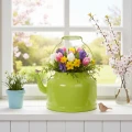 Bule decorativo de metal, verde-maçã - vaso de flores - Ø20cm A15cm - decoração versátil para jardim e ideia de presente | Floristik24.pt