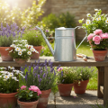 Regador decorativo galvanizado, de metal, cinza, com visual vintage, 1,7L, 23cm de altura, para arranjos florais e vasos com estilo. | Floristik24.pt